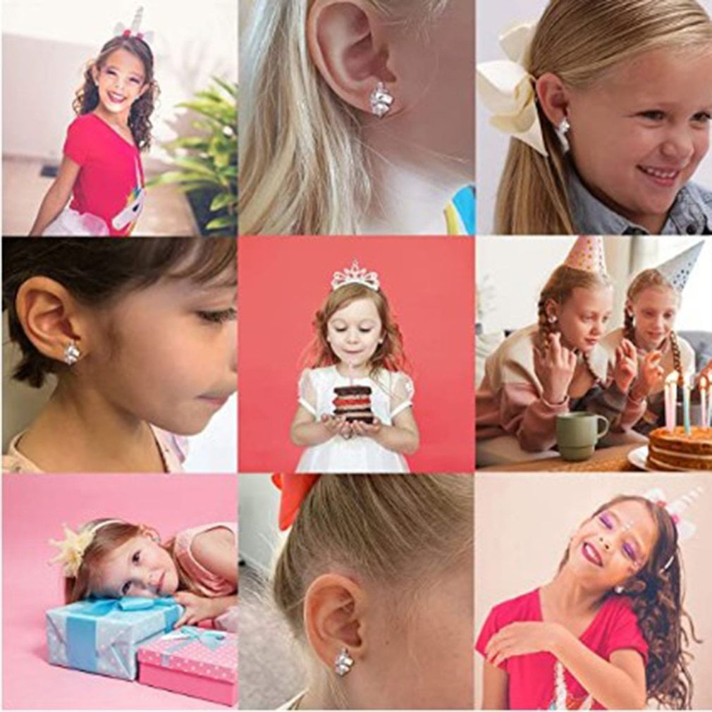 YoBuyBuy Silver Unicorn Stud Earrings For Little Girls Hypoallergenic Unicorn Lovely Gifts For Daughter Birthday Party