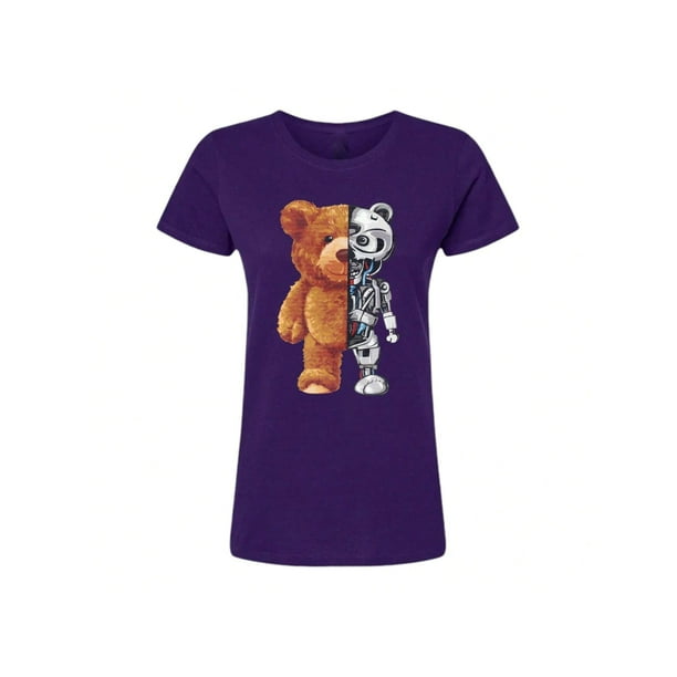 Playera Blusa De Oso Robot Ropa De Mujer Color Morado Talla Chica Marca Emil SaEs