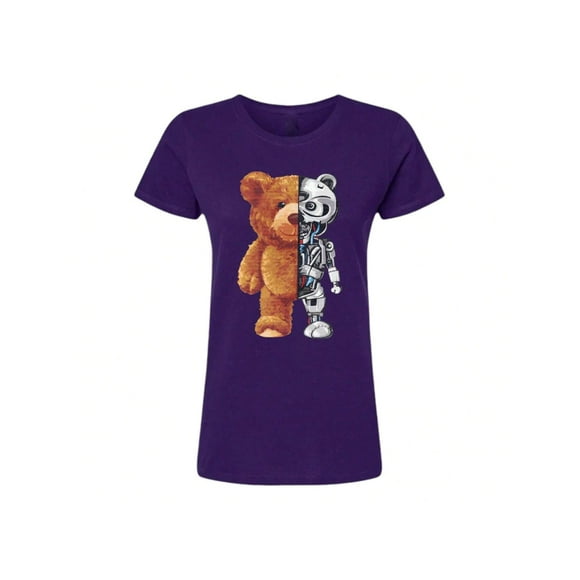 Playera Blusa De Oso Robot Ropa De Mujer Color Morado Talla Grande Marca Emil SaEs