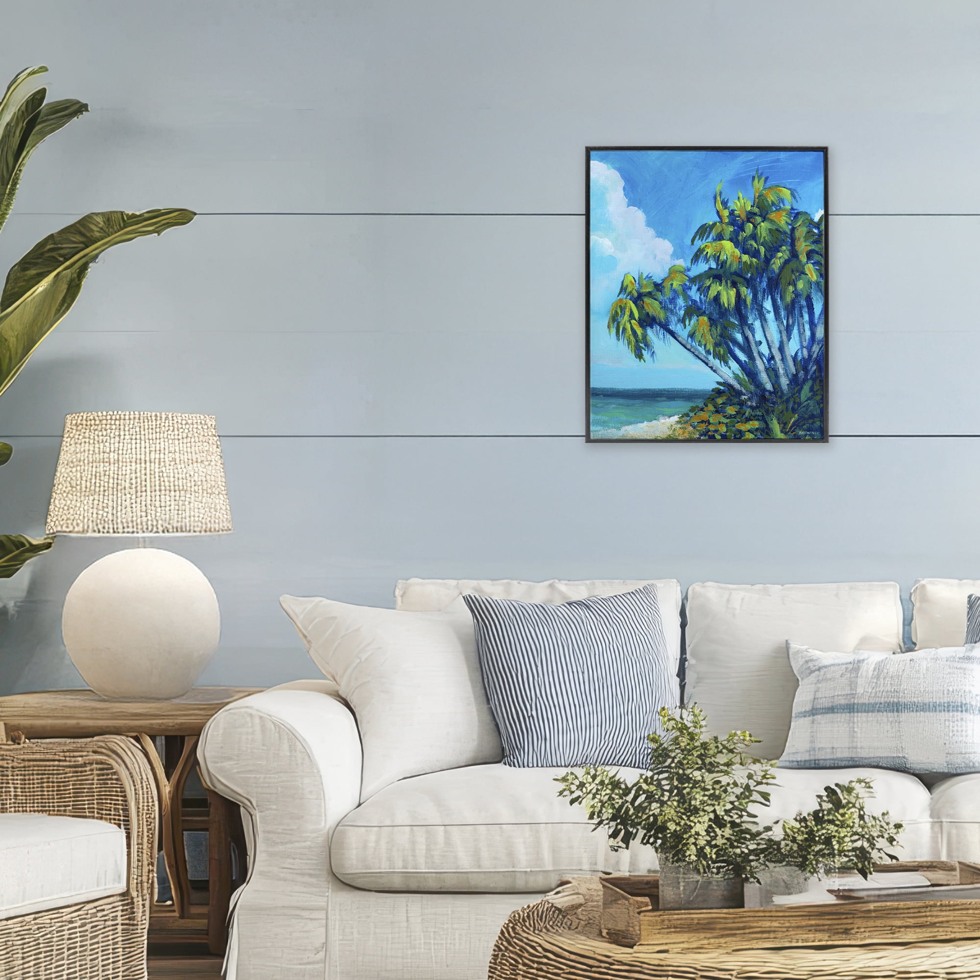 Stupell Industries Cerulean Sky & Palms Black Framed Giclee Art, design by Dan Meneely