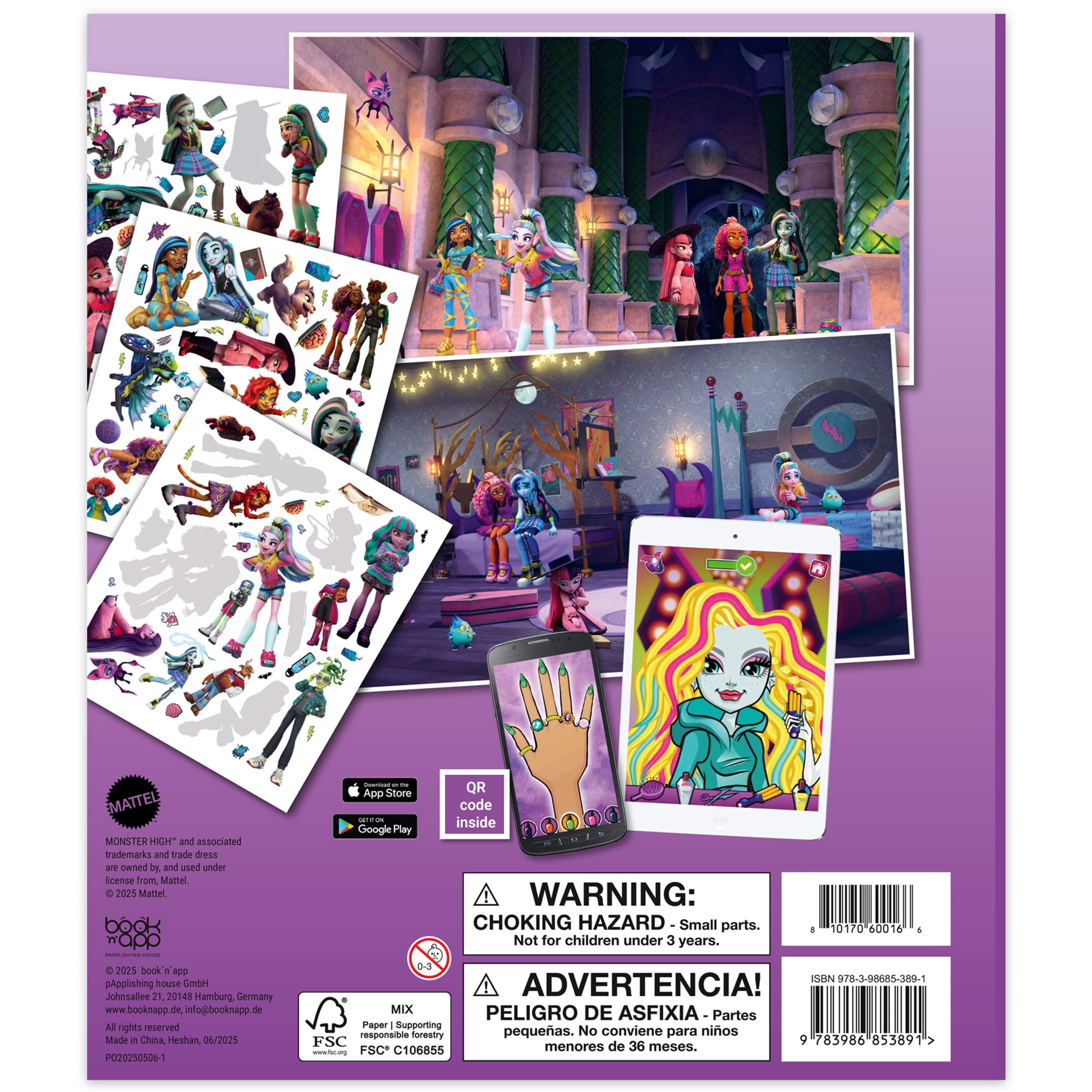 book 'n' app: Panorama Sticker Book - Monster High - Mix & Match Stickers On Double-Page Spreads, Characters & Fashion, Spooky School Scenes, Kids 4+
