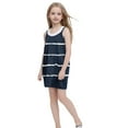 thumbnail image 3 of Girls Spaghetti Strap Dresses with Pockets Size 5-14 Cute Sundresses Teens Kids Casual Stripe Printed Pullover Loose Short Mini Dress, 3 of 5