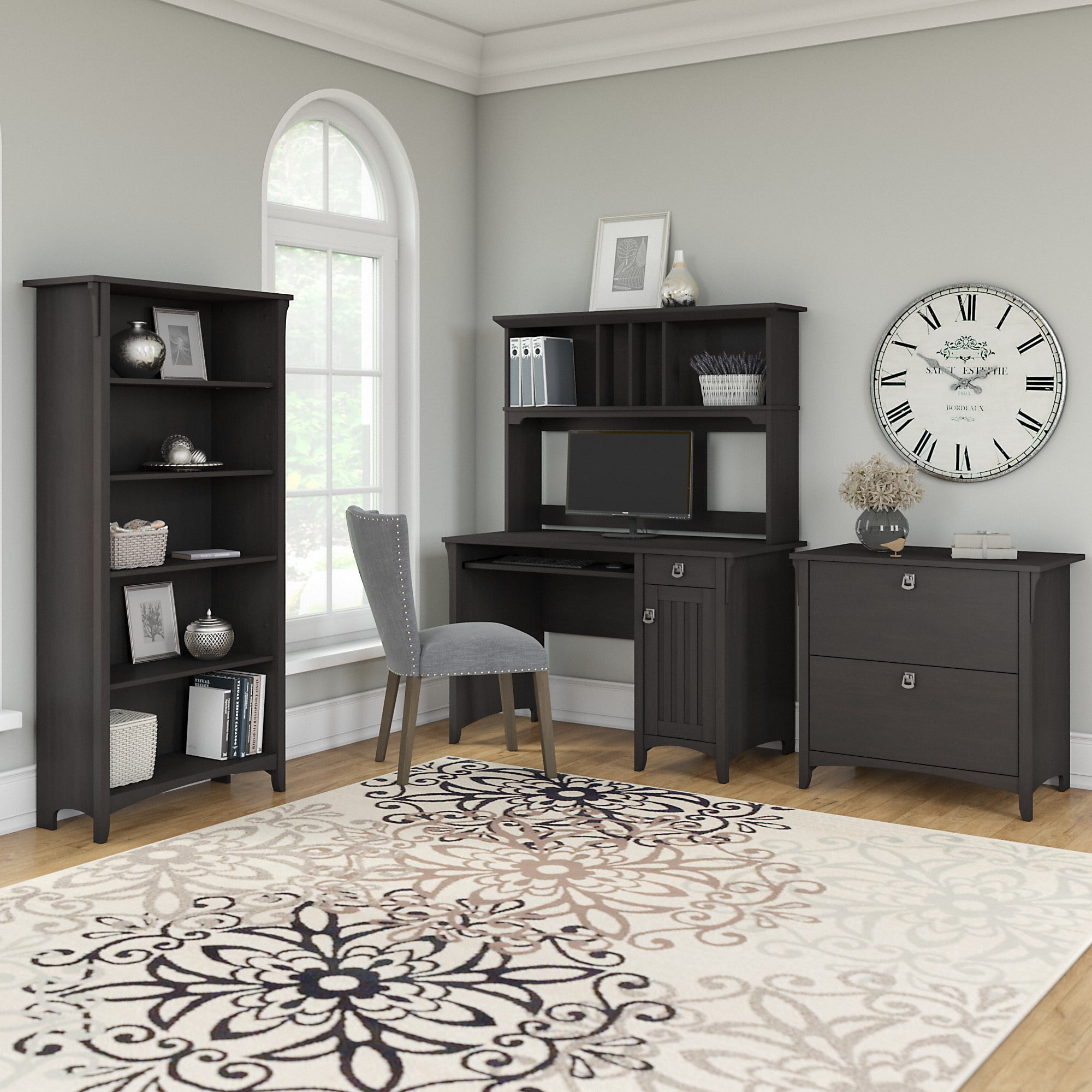 Bush Furniture Salinas Tall 5 Shelf Bookcase, Vintage Black