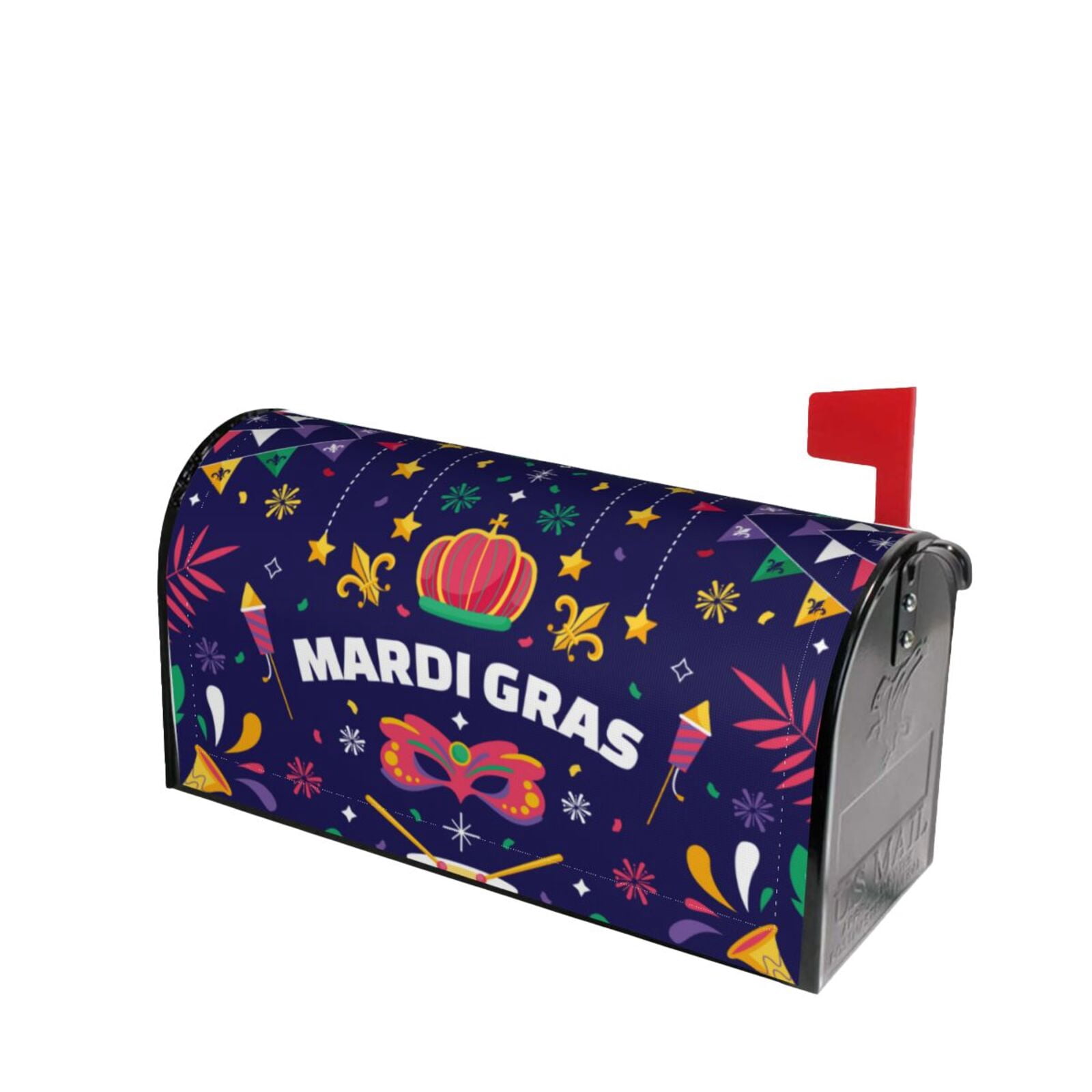 Xecao Happy Mardi Gras for Mailbox Cover with Magnetic Strips, Waterproof and Sunscreen, Adds a Decorative Touch to Your Garden Yard.