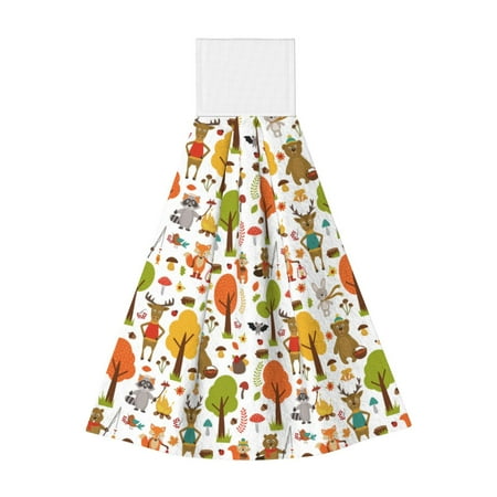 

Kdxio Animals Forest Hand Towel with Loop Hanging Towel Absorbent Tie Towels for Kitchen Tea Bar Bathroom Decor