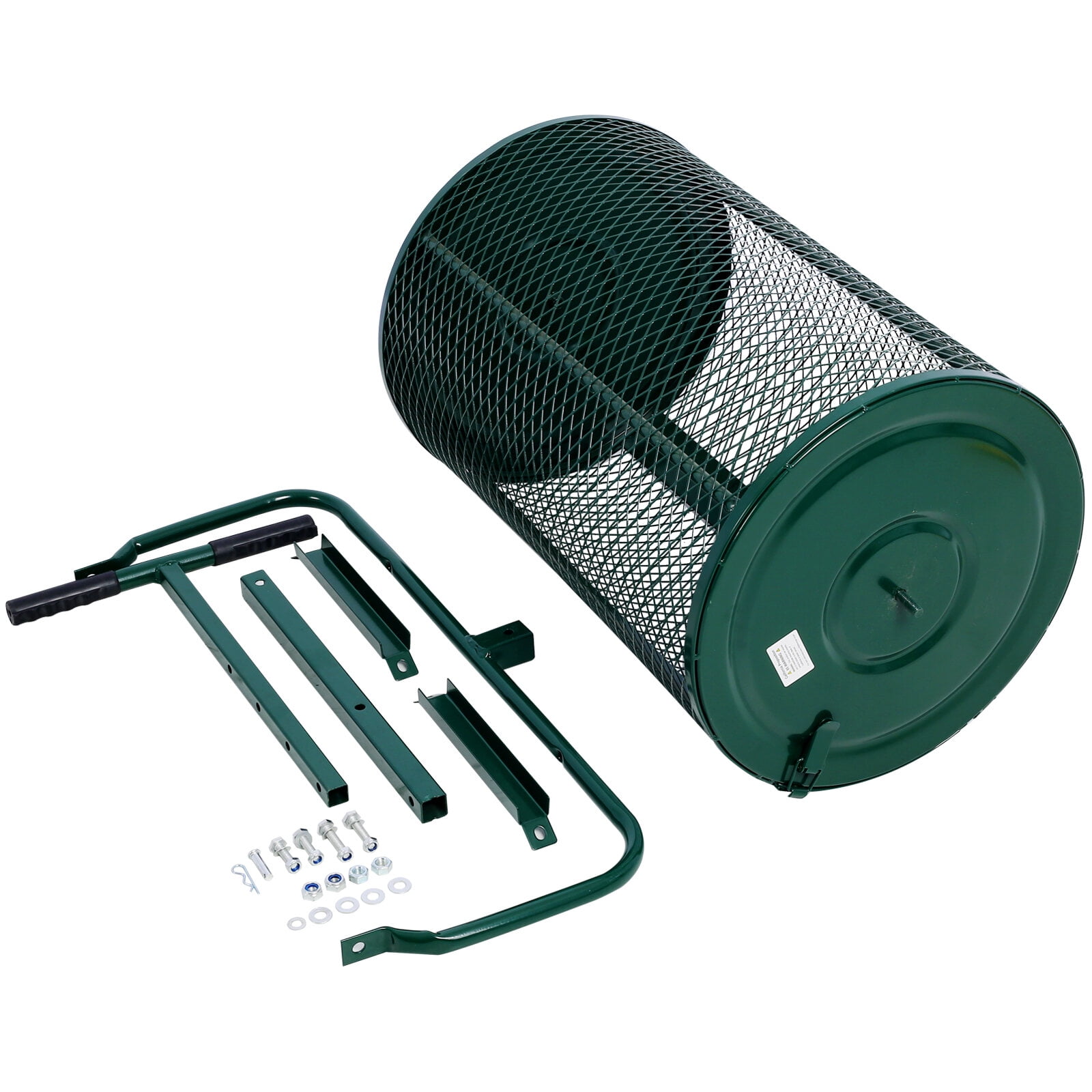 , Peat Moss Spreader 24inch,Compost Spreader Metal Mesh,T shaped Handle for planting seeding,Lawn and Garden Care Manure Spreaders Roller, Green ,Steel ,
