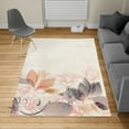 thumbnail image 2 of Flower Turkish Area Rug, Retro Floral Background Hibiscus Silhouettes Dramatic Romantic Nature Art, Soft Carpet for Living Room Decor with Distressed Look, 5.2' X 7.6', Blush White, by Ambesonne, 2 of 4
