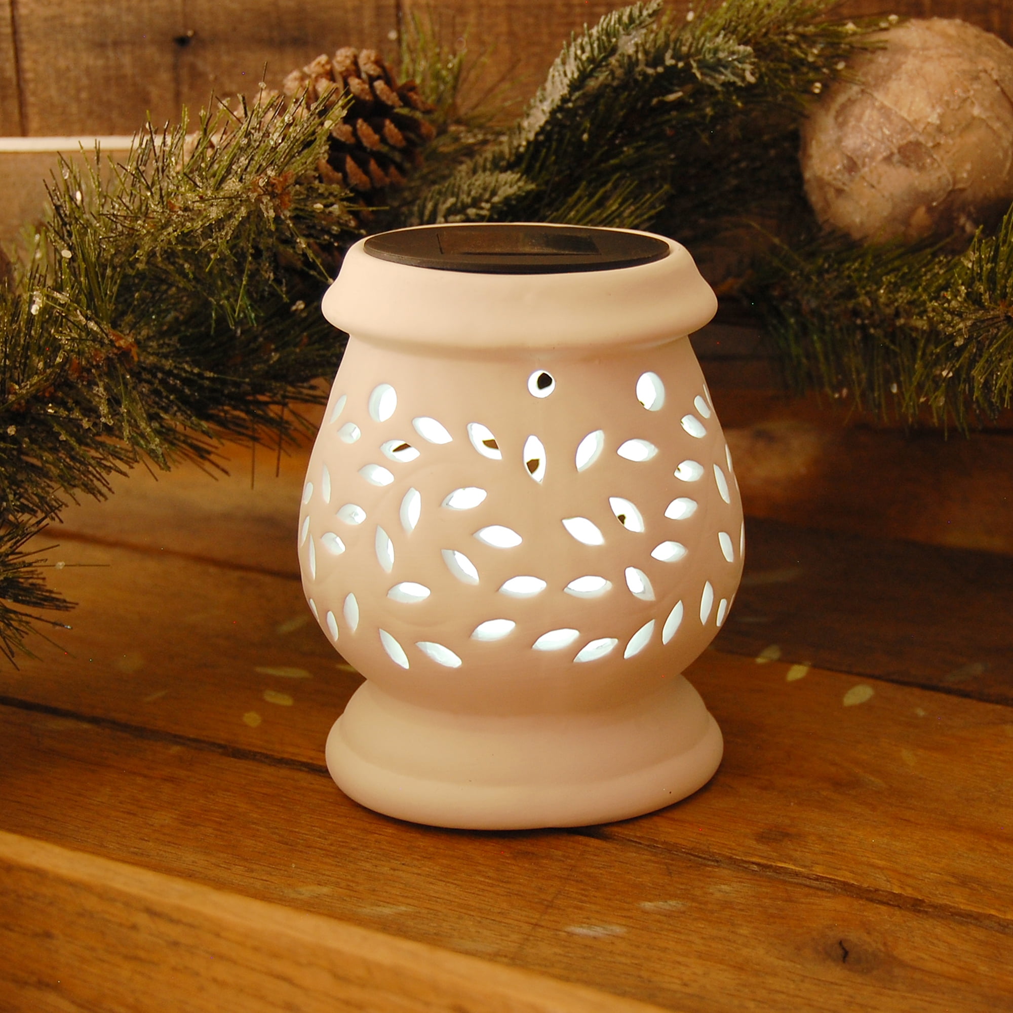 LumaBase Solar Ceramic Lantern, White