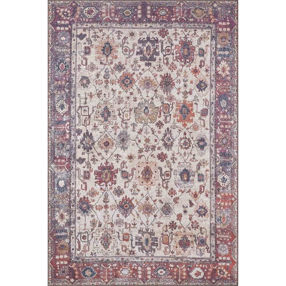 Woolknot Enclave 5'x8'' ENC1065 Beige/Red 0.24 inch Area Rug
