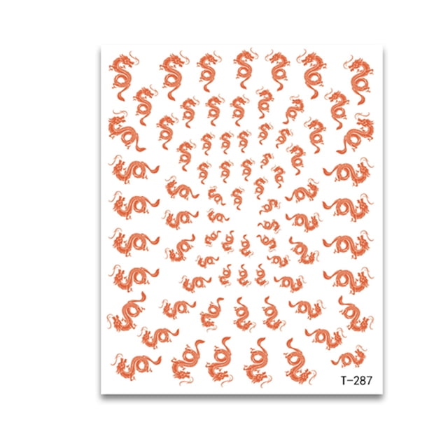 Tignapoo Chinese Dragon Nail Art Stickers - Traditional Design, Easy Application, No Glue Needed, 1 Sheet for All Nails