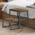 thumbnail image 4 of BTY2 Step Stools for Adults & Kids, Heavy Duty 2-in-1 Stepping Stools Adjustable Retractable Wooden Stool, Metal Frame, Non-Slip Bedside Foot Stool, for Bed, Kitchen, Bathroom, RV Step - Rustic Brown, 4 of 8