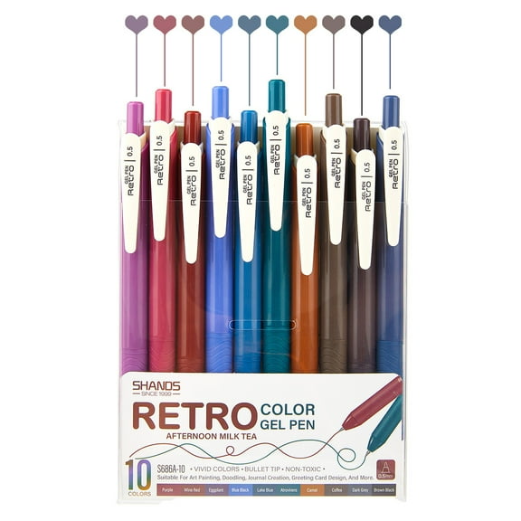 Colored Gel Pens,Journal Pens 0.5 mm Colorful Ink Pens,Fine Point Fast Dry 10 Assorted Colors,Smooth Writing for Journaling and Note Taking,Retractable,Roller Ball Point