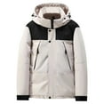 thumbnail image 1 of Gibobby Chamarra cazadora hombre Chamarra Bicolor de Moda para Hombre, Capitonada Térmica con Capucha y Cuello Alto(Blanco,XG), 1 of 3