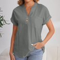 thumbnail image 2 of Womens Summer Puff Short Sleeve Tops Dressy Casual V-Neck T-Shirts Cute Blouse for Work, 2 of 7