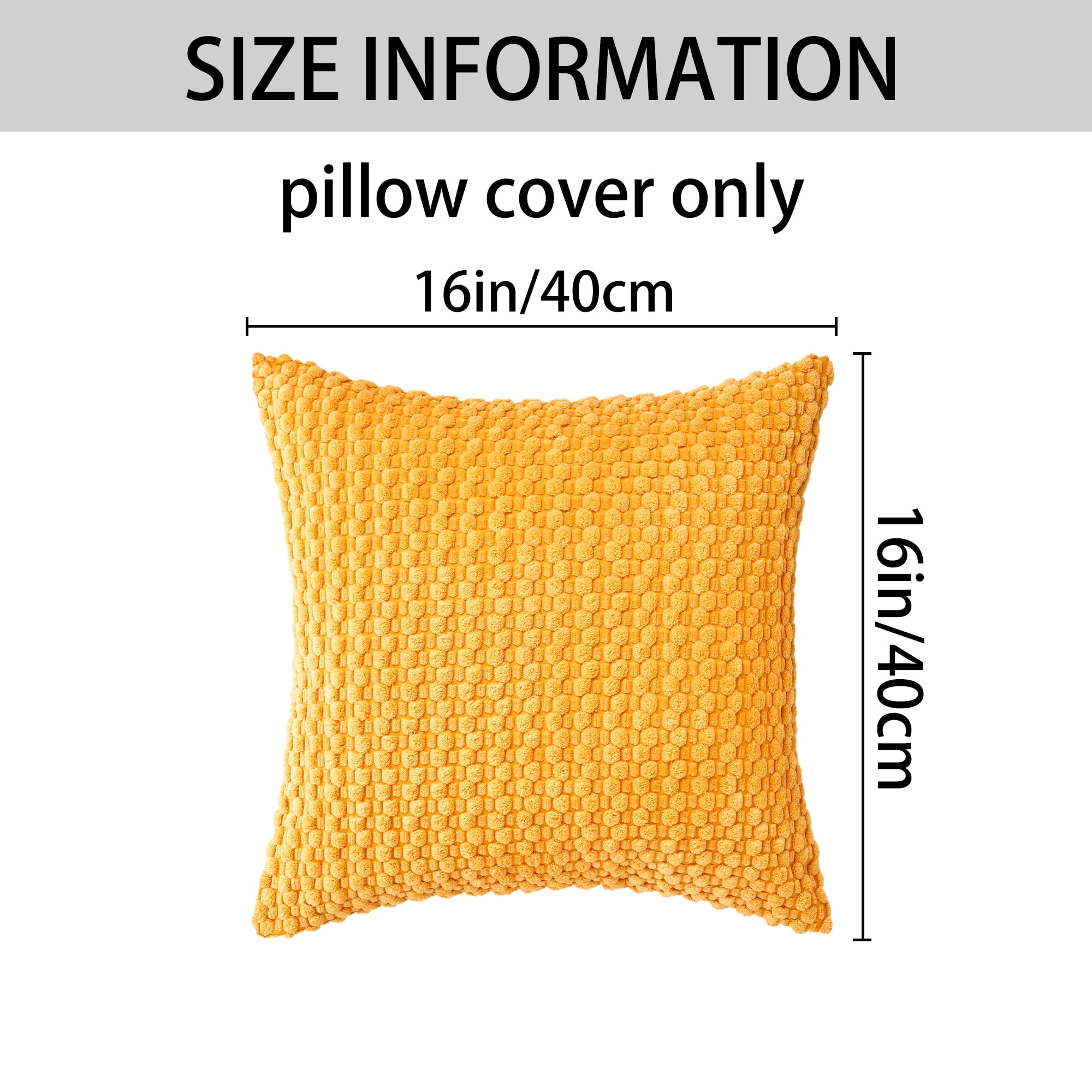 Unique Bargains Corduroy Throw Pillow Covers Set of 2 Yellow 16" x 16"