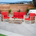 thumbnail image 6 of Meetleisure 4 Pieces Outdoor Wicker Conversation Set, All-Weather Rattan Patio Furniture Sets with Cushions, Red, 6 of 9