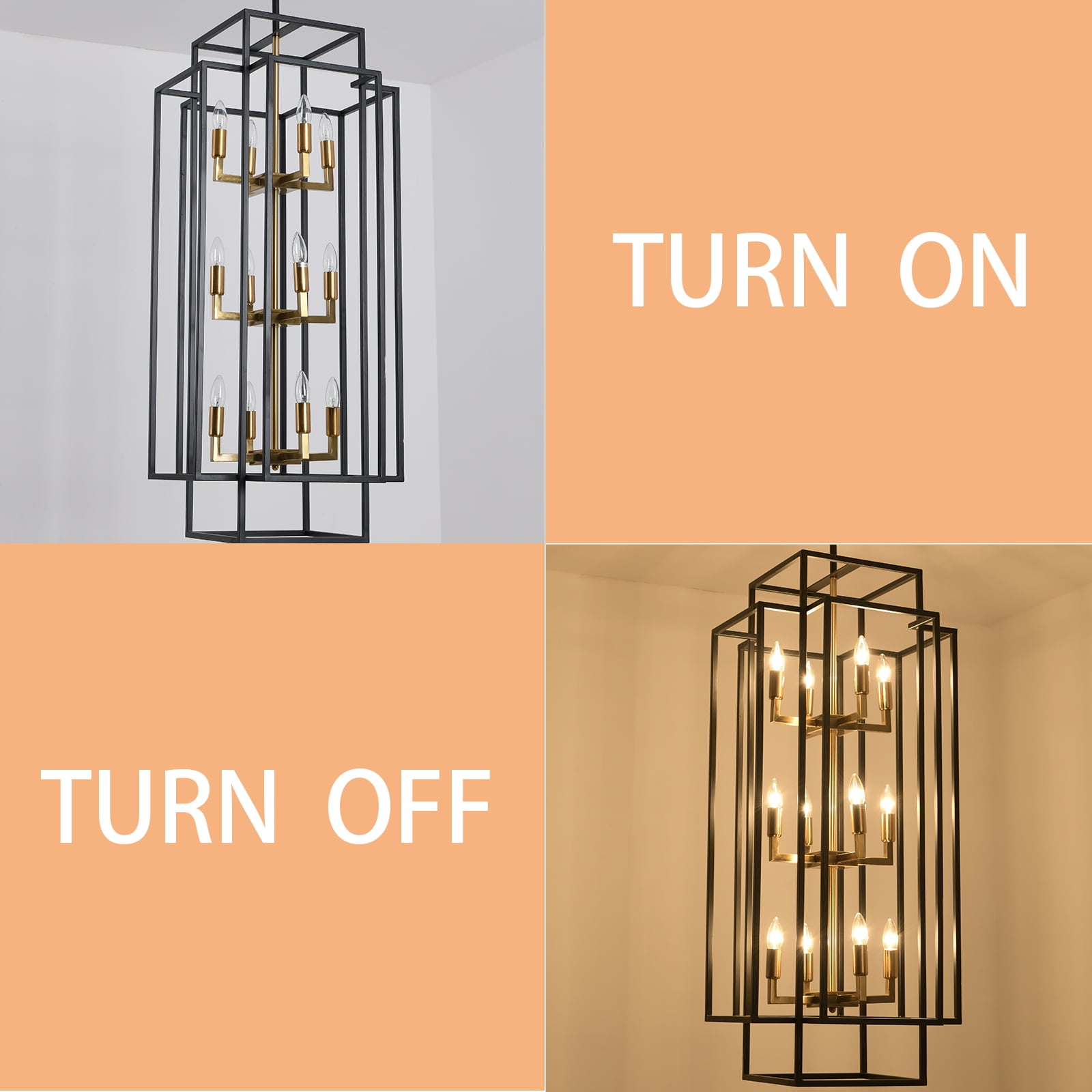 42" Farmhouse Chandelier for Living Room,12-Light Rustic Chandelier for Dining Room,Adjustable Hanging Light Fixture,Kitchen,Foyer,Bedroom and Entryway