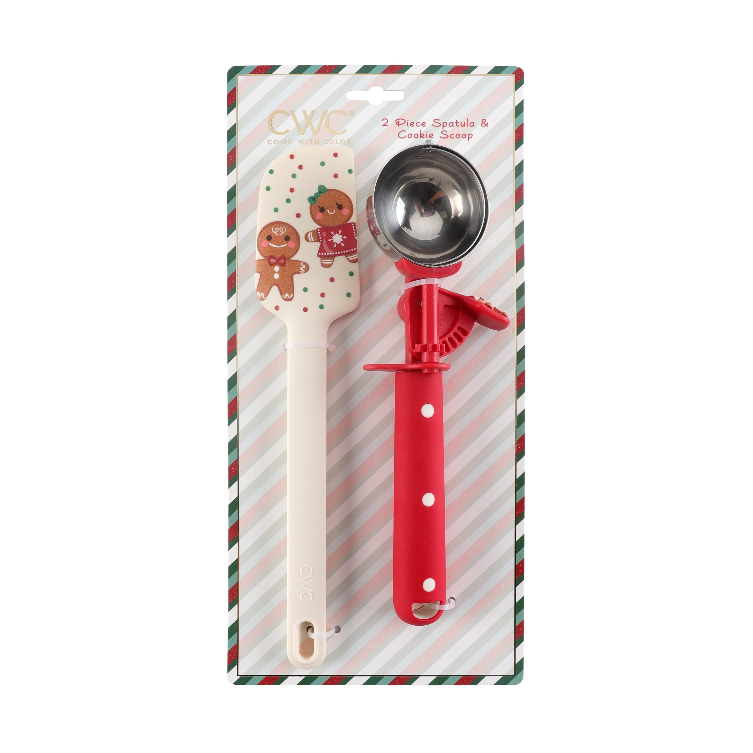 Cook With Color 10-Inch Silicone Spatula & Stainless Steel Cookie Scoop