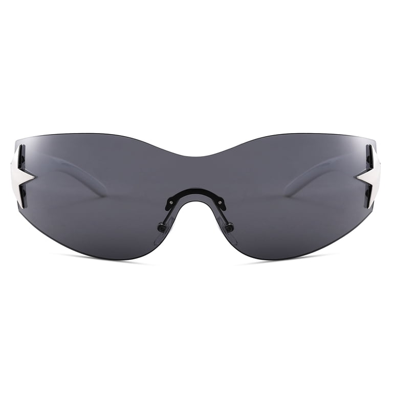 Rimless Y2K Sunglasses for Women Men Wrap Around Fashion 