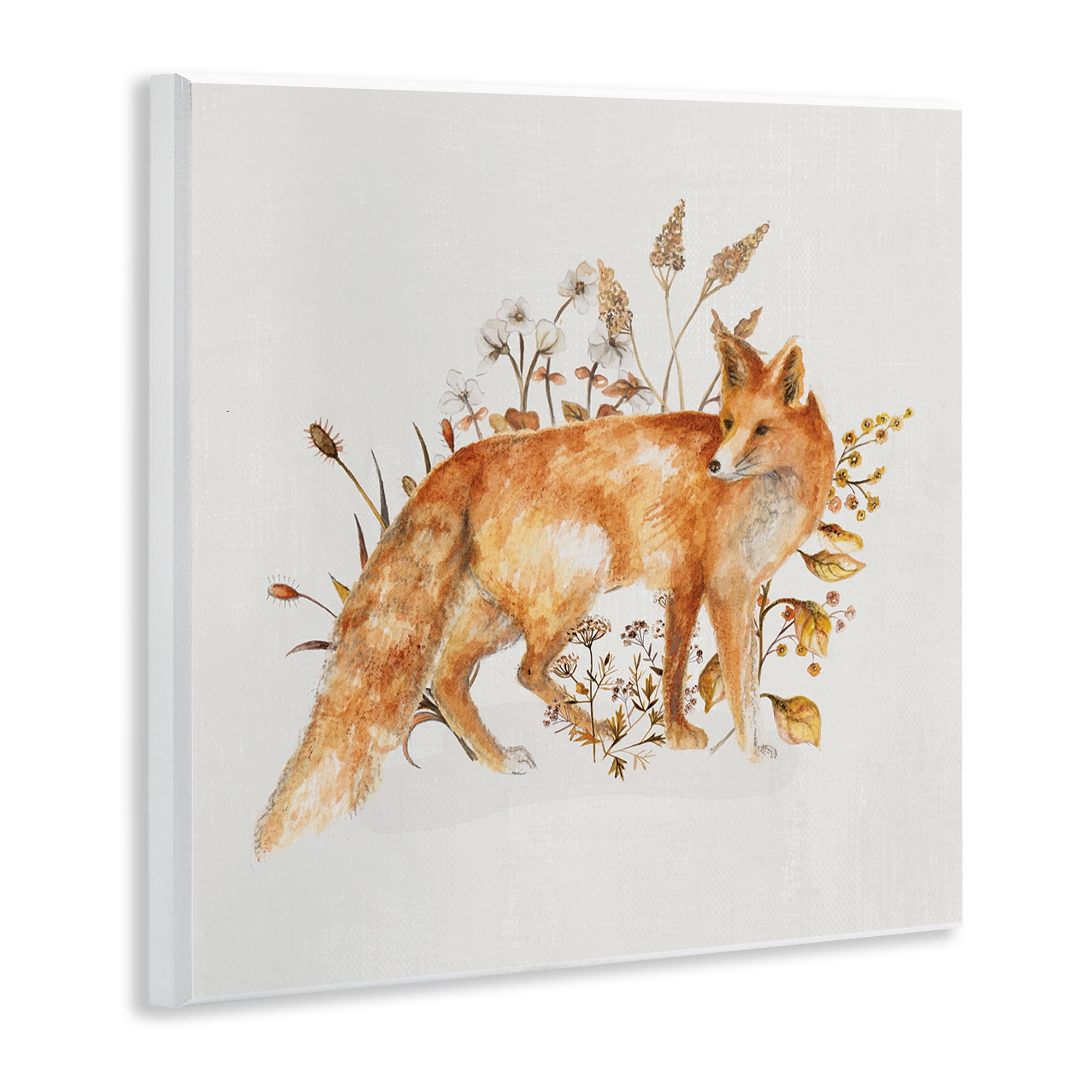 Stupell Industries Forest Fox & Botanicals Animals & Insects Painting Unframed Art Print Wall Art, 12 x 12