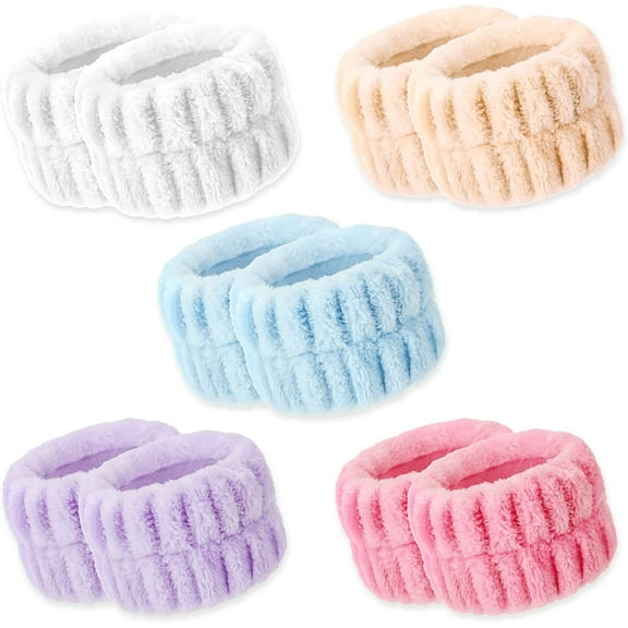 5 Pair Wrist Spa Washband Microfiber Wrist Spa Washband Wrist Towels Face Washing Wristbands Absorbent Wrist Face Wash Wrist Scrunchies Sweatband for Women Washing Face Prevent Water Spilling