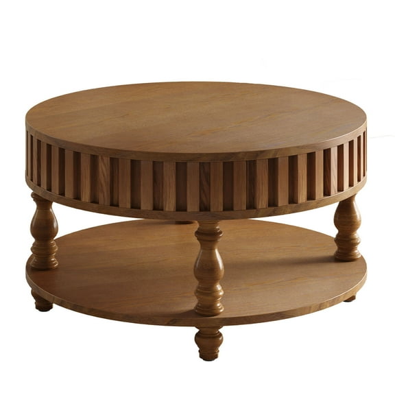 S-HOME Flip-Top Coffee Table with Spacious Hidden Storage, Solid Wood Legs, Farmhouse Style Center Table, Walnut Brown