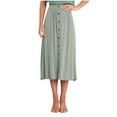 thumbnail image 1 of Cinvoph Womens Button Midi Skirts Casual Vocation Holiday Skirt High Waist Elastic Ruffle Flowy Skirts, 1 of 7