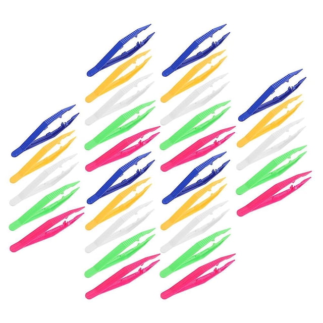 30pcs Handcraft Tweezers Safe Plastic Tweezers Kids Diy Tweezers Beads Tweezers