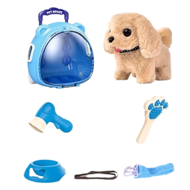 Jouet Interactif Chiot Marche Réaliste Animal en Peluche Doux pour Enfants Jeu Intérieur Extérieur