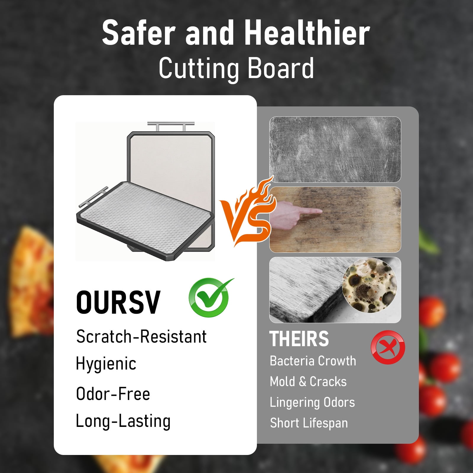 Eurhowing Titanium Cutting Board for Kitchen, 16"x11" Double Sided Chopping Board, Knife-Friendly Non-Slip Large Cutting Board for Meat Veggies