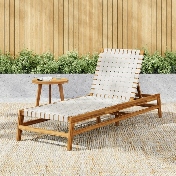 Christopher Knight Home Outdoor Wood Chaise Lounge Chair, Adjustable 4-Position Recliner with Rope Seat, Teak