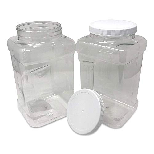 CSBD 1 Gallon Clear Plastic Jars with Ribbed Liner Screw On Lids, BPA