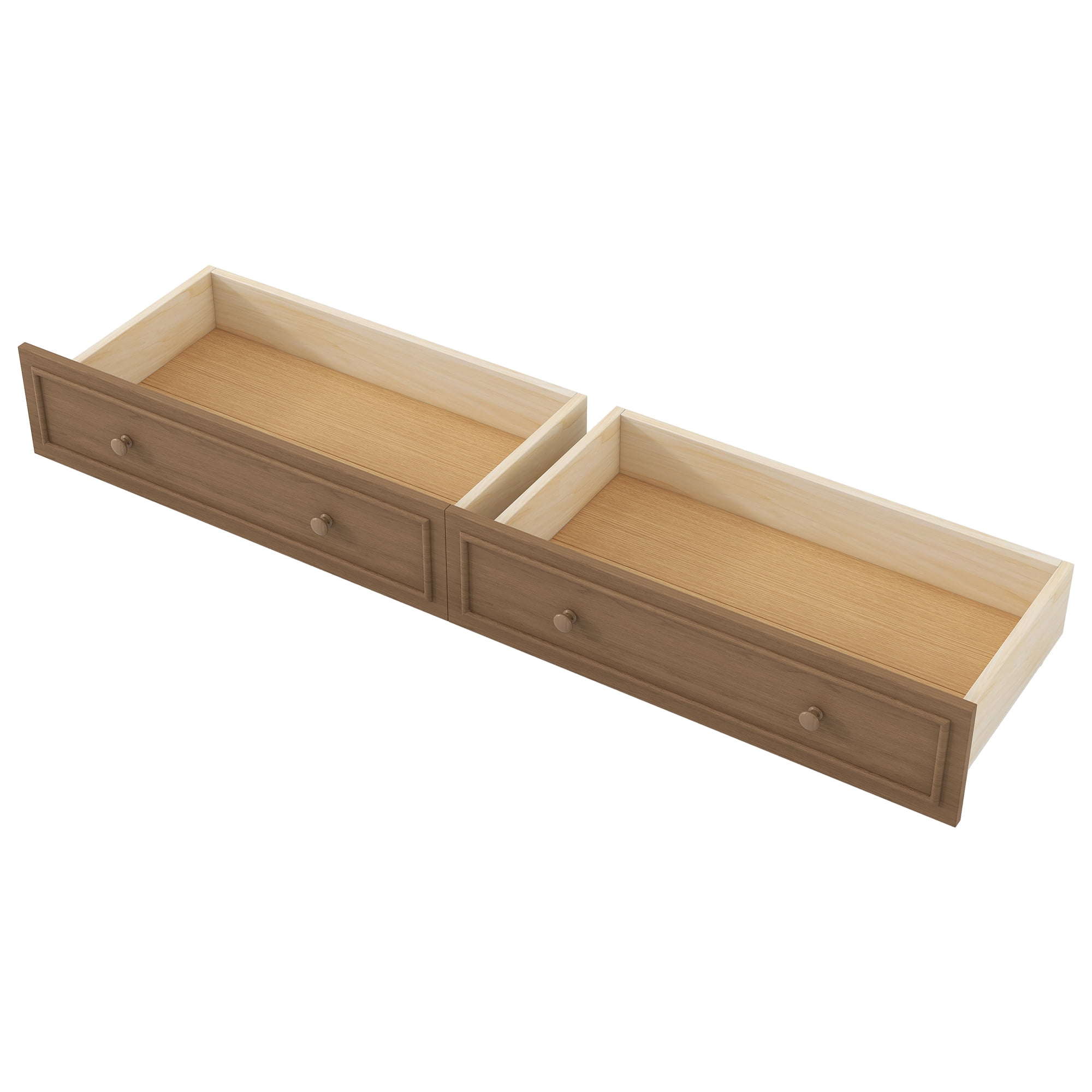 Euroco Full Size Wood Daybed with Storage Shelves and Drawers, Platform Bed with LED Light and USB Ports, Wood