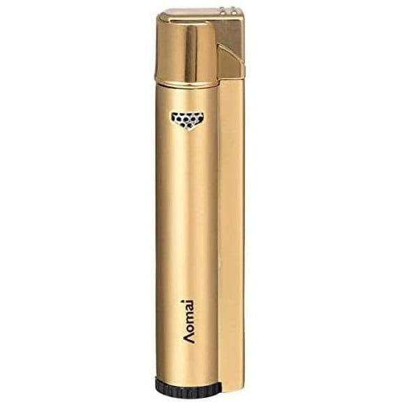 Piioket Metal Small Cigar Cigarette Lighter Windproof Jet Flame Refillable Butane Gas Cigar Lighter - Gold