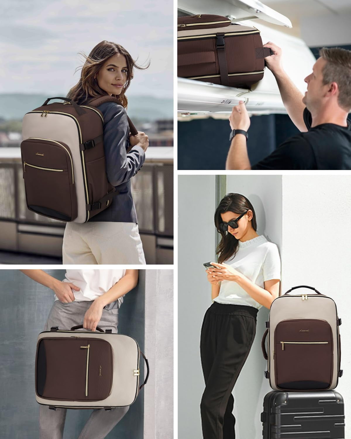 LOVEVOOK Large Travel Backpack for Women & Men, 40L Carry on Backpack for Airplanes, TSA Personal Item Travel Bag fits 17" Laptop, Waterproof Travel Essentials Airline Approved with 3 Packing Cubes
