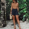 thumbnail image 4 of Falda Pantalones cortos de playa de moda con cintura elástica y culottes sueltos para mujer para el verano (azul marino S) Kuymtek Azul marino T S para Mujer, 4 of 7