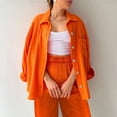 thumbnail image 2 of Conjunto de 2 piezas para mujer: pantalones anchos y blusa con cuello en V - Ropa informal con cintura elástica - Poliéster, S-XL, 2 of 5