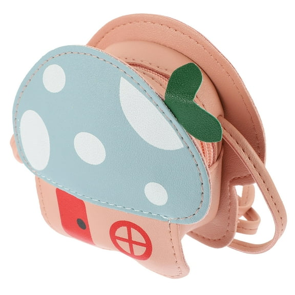 HEANUJJ 1Pack Pu Pink Mushroom Coin Purse Toddler Accessory Fashionable Small Item Organizer for Girls Daily Use