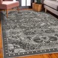 thumbnail image 3 of Vintage Decorative Rug, Grayscale Weathered Look Abstract Square Details Retro Ethnic Themed Ornament, Quality Carpet for Bedroom Dorm and Living Room, 6 Sizes, Dark Grey, by Ambesonne, 3 of 4