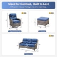 thumbnail image 2 of Gymojoy Luxury 7-Piece Patio Furniture Set with 6-inch Extra Thick Cushions, Rattan Sofa, 4 Swivel Rocking Chairs and 2 Ottomans, Outdoor Conversation Set in Grey Wicker Blue Cushions, 2 of 13
