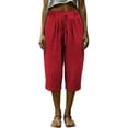 thumbnail image 2 of KIHOUT Women Summer High Waisted Wide Leg Capri Pants Solid Color Drawstring Elastic Waist Casual Cropped Trousers with Pockets Loose Fit Beach Pants, 2 of 9