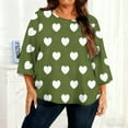 thumbnail image 2 of Staron T-Shirt Décontracté pour Femmes Grande Taille avec Imprimé Cœur, Manches Courtes, Col Rond, Haut Ample et Confortable, Vert G, 2 of 6