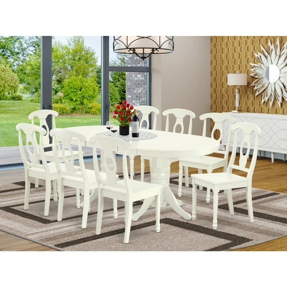 8-Piece Dining Set - Neo-Classical Dining Table with LeafKitchen Chairs