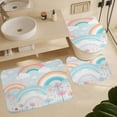 thumbnail image 6 of Rainbow 4 Pcs Shower Curtain Set with Rugs Include Waterproof Shower Curtain Non-Slip Rug Toilet Lid Cover Bath Mat Kids Boys Children Cartoon Cloud Waterproof Personality Pattern Bath Curtain, 6 of 8