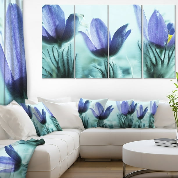 Fleurs Violettes avec de Grands Pétales - Grand Mur de Toile de Fleurs Art