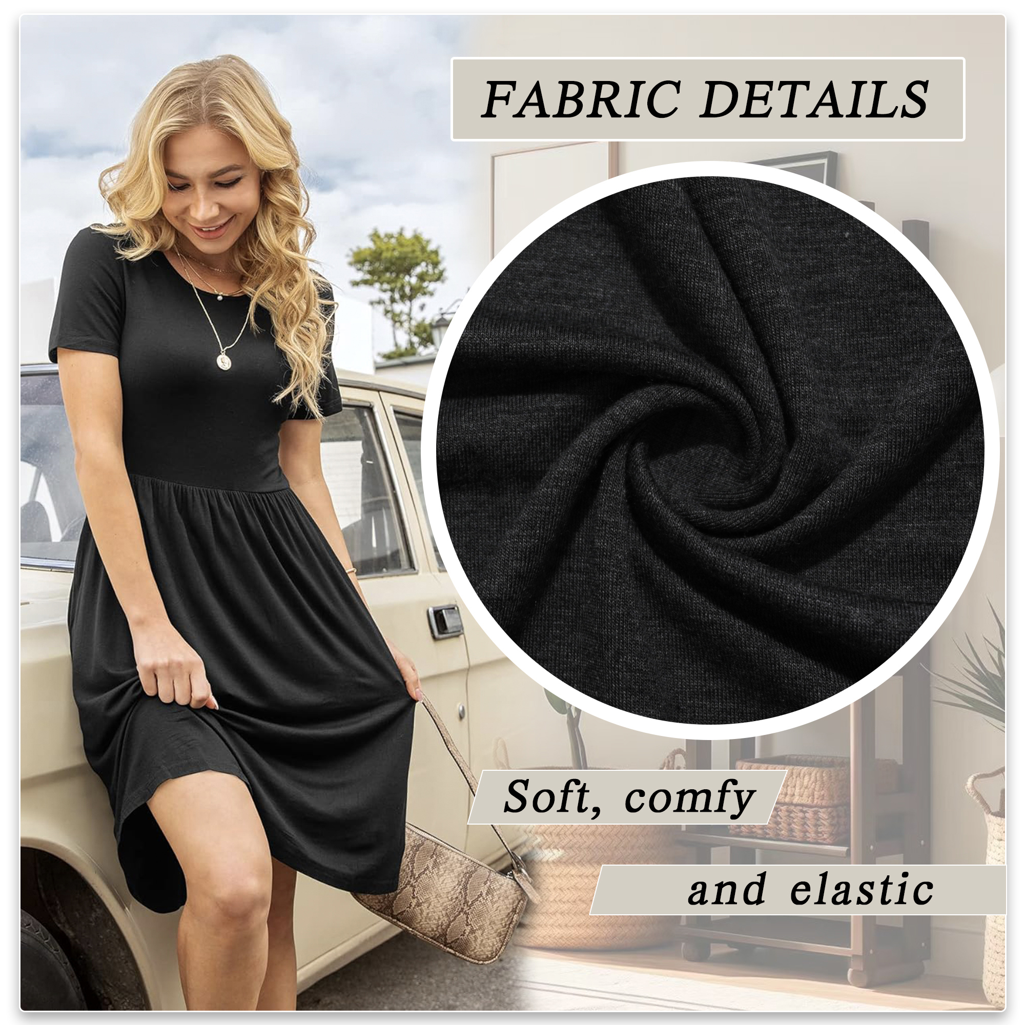 JuneFish Women's Casual Empire Waist Dress with Pockets photo 3
