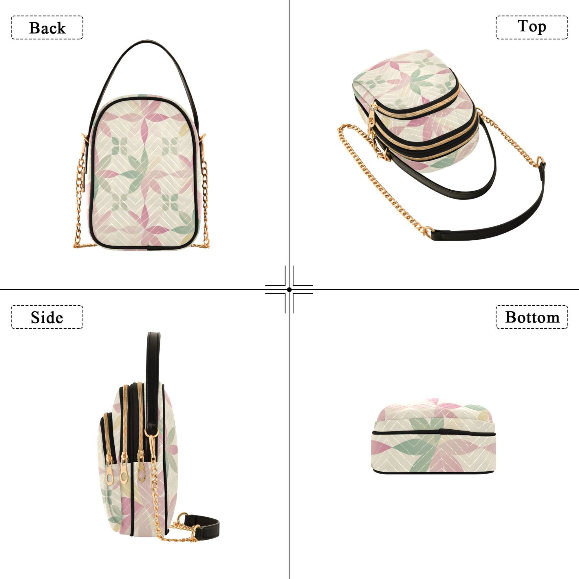 FORMRS Crossbody Bag for Women Quilted Travel Shoulder Cell Phone Purse with Chain Strap Handbag, Light Pink Geometric