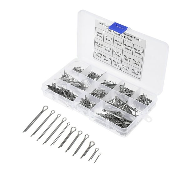 FOLOYORI Pin Assortment 420Pcs Roll Pin Assortment for Automotive Mechanics Power Equipment in Silver
