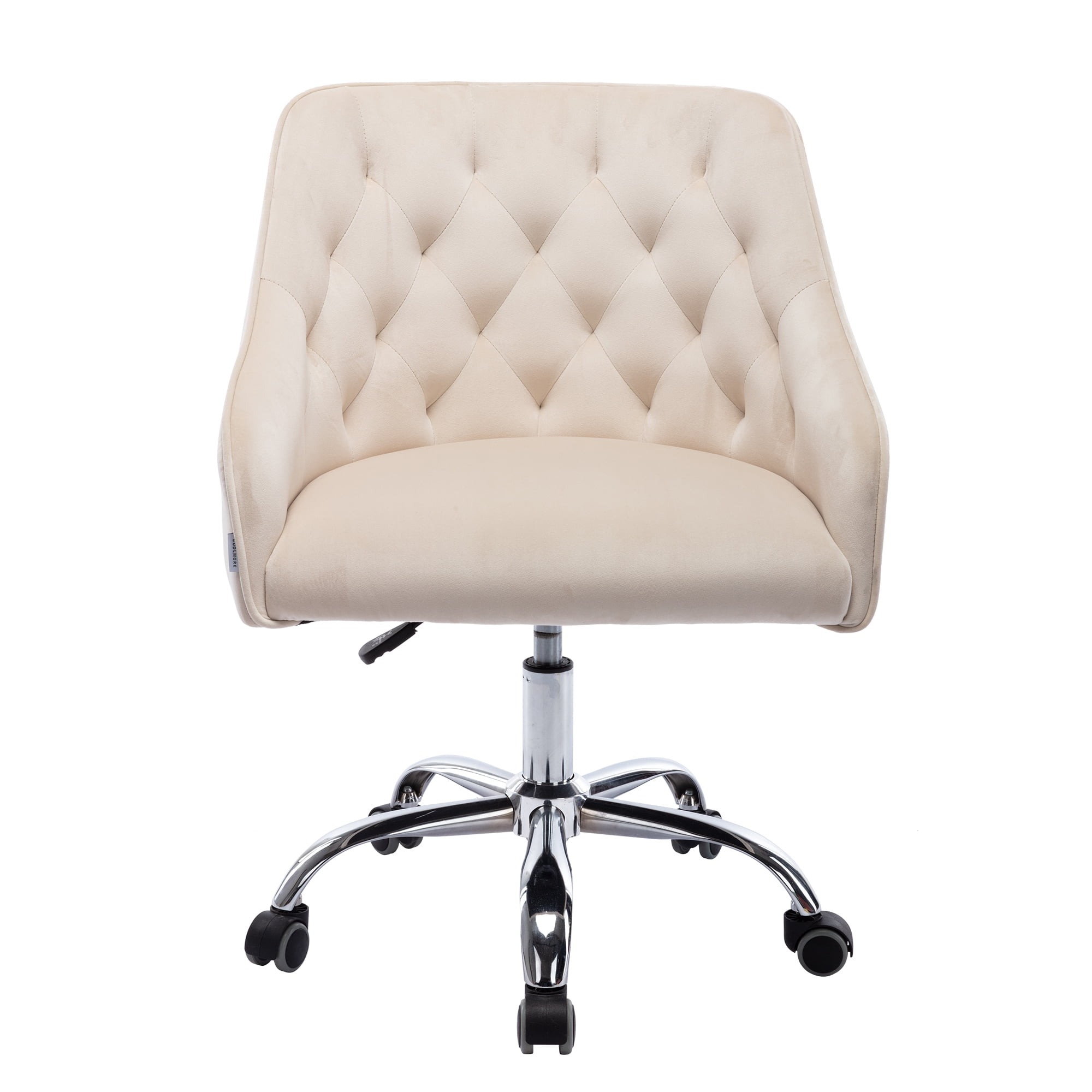 Velvet Home Office Chair with Metal Legs, Adjustable Swivel Shell Chair