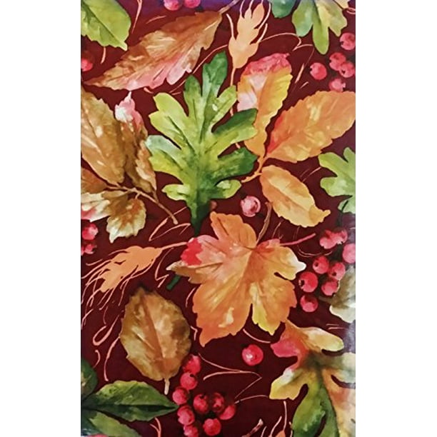 Bountiful Harvest Autumn Leaves and Berries Vinyl Flannel Back